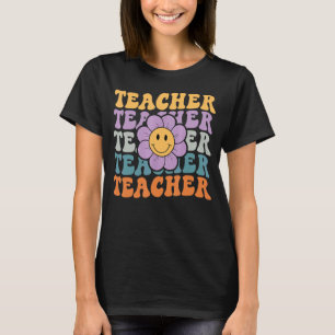 Retro Groovy Lehrer Inspiration farbenfroh zurück T-Shirt