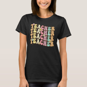 Retro Groovy Lehrer Inspirierend Bunte Rückseite T T-Shirt