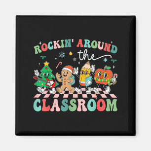 Retro Groovy Lehrer Weihnachten Rockin' Around The Magnet