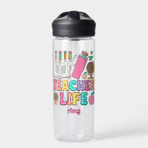 Retro Groovy Lehrerleben Tumbler Globus Trinkflasche
