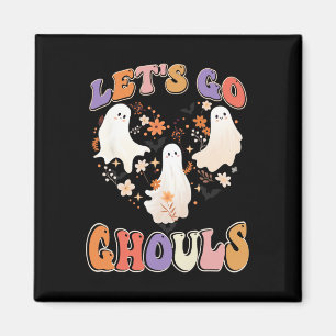 Retro Groovy Let's Go Ghouls Funny Halloween Coupl Magnet