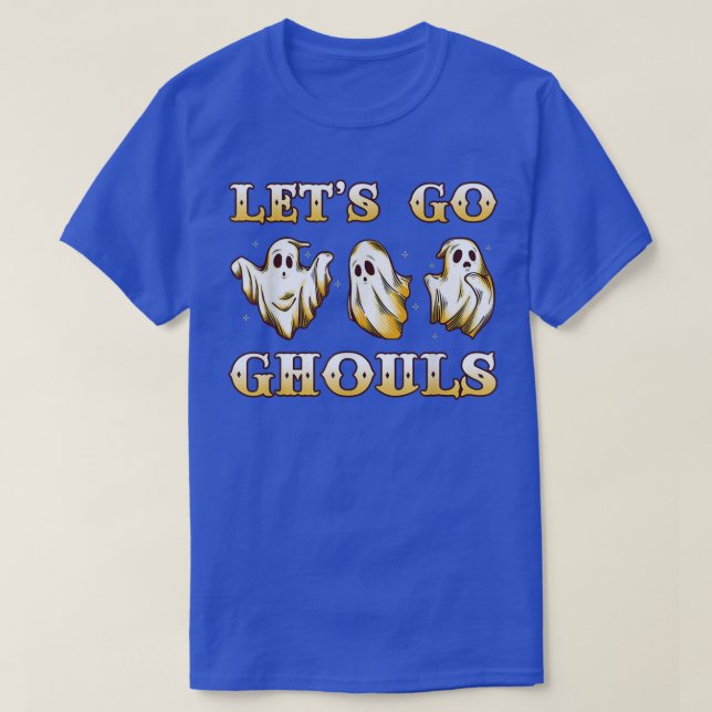 Retro Groovy Let's Go Ghouls Halloween Ghost Costu T-Shirt (Design vorne)