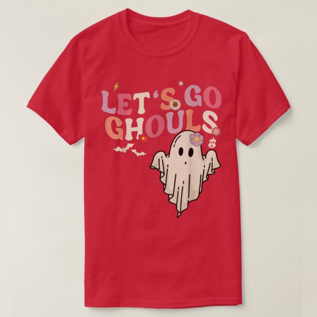 Retro Groovy Let's Go Ghouls Halloween Ghost Funny T-Shirt (Design vorne)