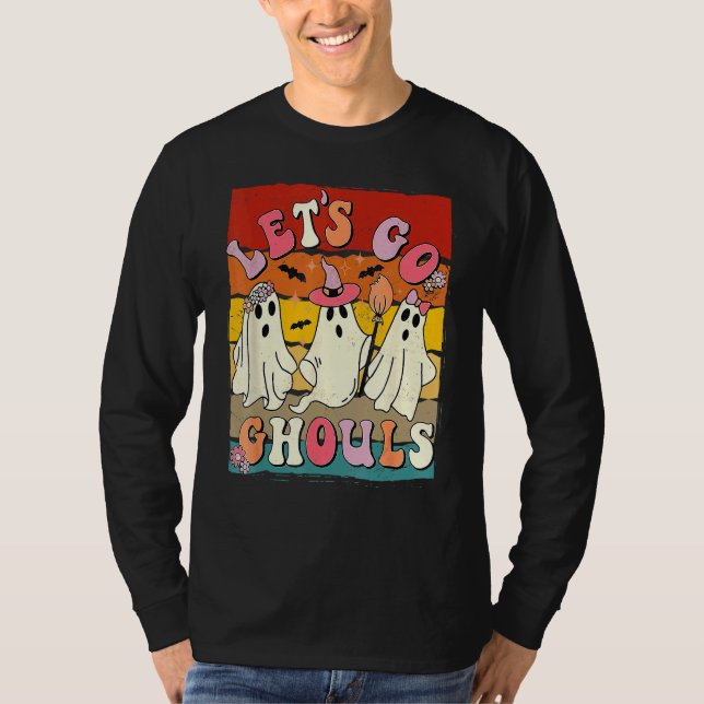 Retro Groovy Let's Go Ghouls Halloween Ghost Outfi T-Shirt (Vorderseite)