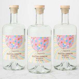 Retro Groovy Letzte Disco Junggeselinnen-Abschied Alkoholflaschenetikett