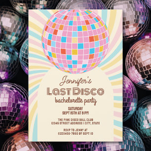 Retro Groovy Letzte Disco Junggeselinnen-Abschied Einladung