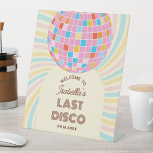 Retro Groovy Letzte Disco Junggeselinnen-Abschied Sockelschild