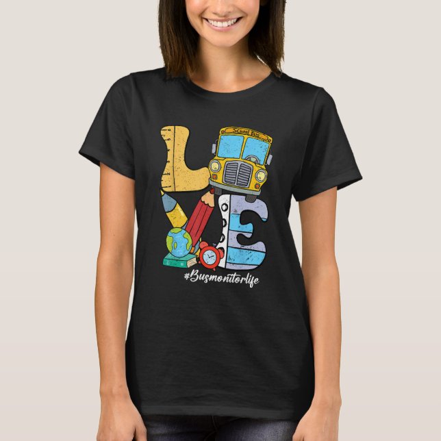 Retro Groovy LIEBE Bus Monitor T-Shirt (Vorderseite)