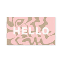 Retro Groovy Light Pink White Hello Kraft