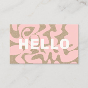 Retro Groovy Light Pink White Hello Kraft Visitenkarte