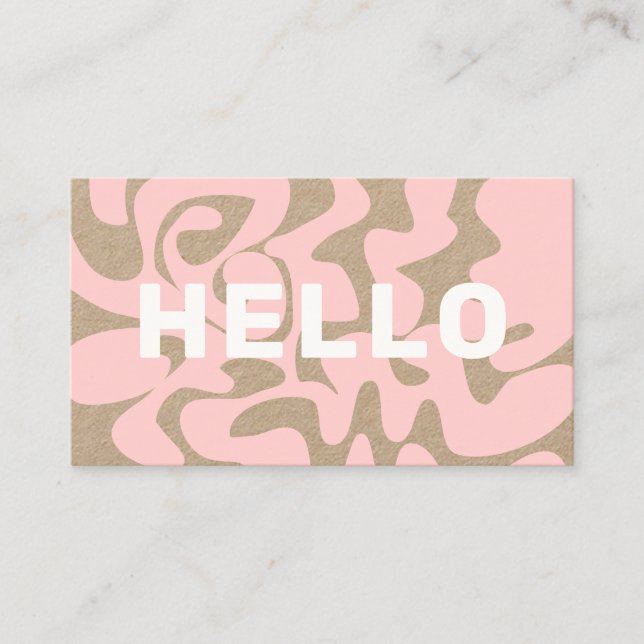 Retro Groovy Light Pink White Hello Kraft Visitenkarte (Vorderseite)