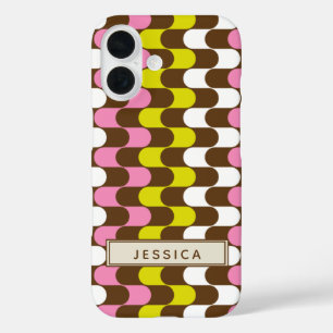 Retro Groovy Limette Rosa Braun Abstrakt Kunst ind iPhone 16 Hülle