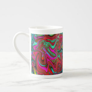 Retro Groovy Magenta, Abstrakte Kunst in Rot und B Prozellantasse