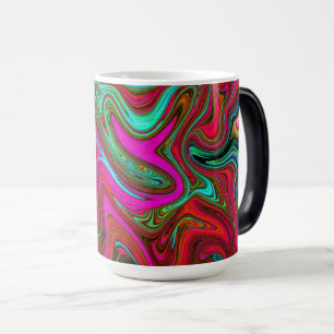 Retro Groovy Magenta, Rot und Blau Abstrakt Kunst Verwandlungstasse