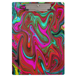 Retro Groovy Magenta, Rote und Blaue Abstrakte Kun Klemmbrett
