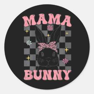 Retro Groovy Mama Bunny Matching Family Oaster Mam Runder Aufkleber