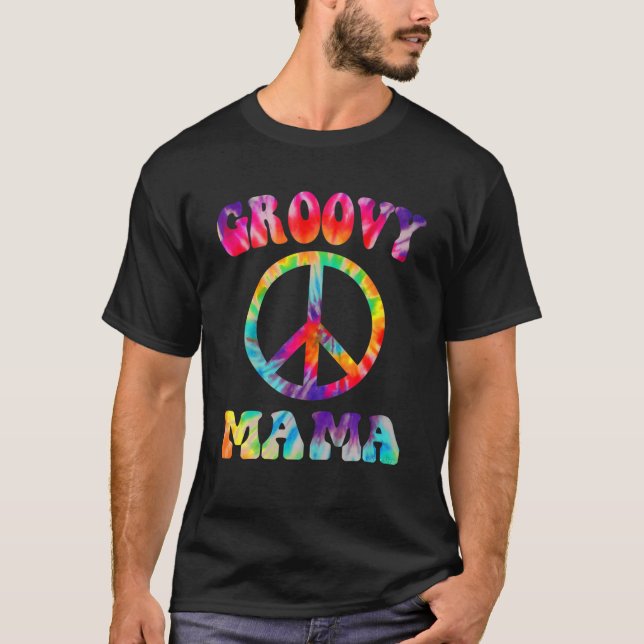Retro Groovy Mama Family 1St Birthday Party Krawat T-Shirt (Vorderseite)