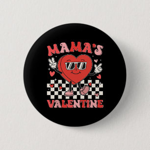 Retro Groovy Mama ist mein Valentinstag Süßes Herz Button