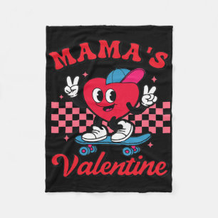 Retro Groovy Mama ist mein Valentinstag Süßes Herz Fleecedecke