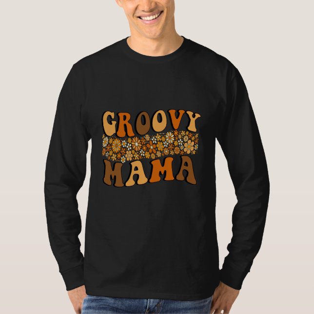 Retro Groovy Mama Matching Family 1st Birthday Par T-Shirt (Vorderseite)