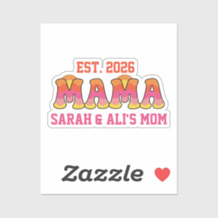 Retro Groovy Mama Sticker mit ausgestanztem Rand -