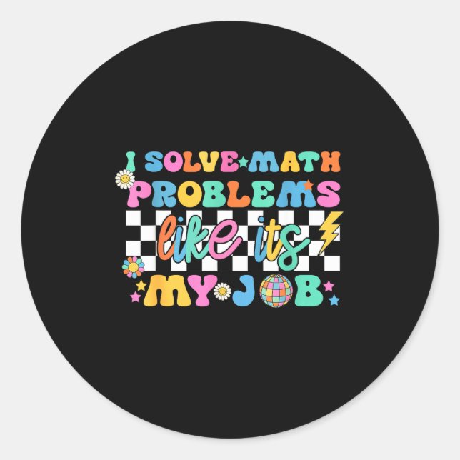 Retro Groovy Math Teacher Funny Back To School Gif Runder Aufkleber (Vorderseite)