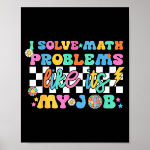 Retro Groovy Mathelehrer Lustig Zurück Zur Schule  Poster