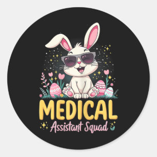 Retro Groovy Medical Istant Squad Bunny Ear Blume Runder Aufkleber