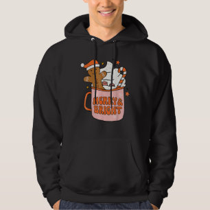 Retro Groovy Merry and Bright Gingerbread Christma Hoodie