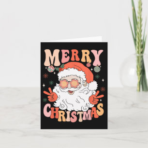 Retro Groovy Merry Christmas Trendy Santa Claus Ho Karte