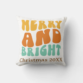 Retro Groovy Merry und Bright Christmas Holiday Kissen