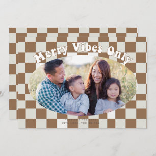 Retro Groovy Merry Vibes nur mit Buffalo Kariert Einladung