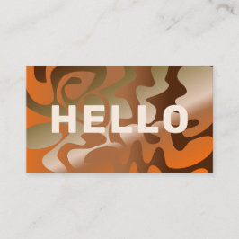 Retro Groovy Metallic Squiggles Orange Brown Visitenkarte