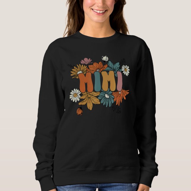 Retro Groovy Mimi One Thankful Mimi Thanksgiving F Sweatshirt (Vorderseite)