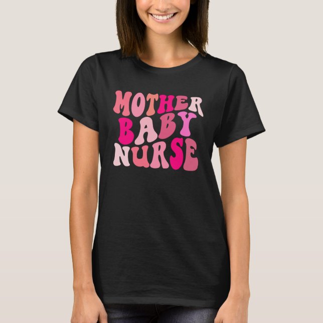 Retro Groovy Mother Baby Nurse Squad Happy Valenti T-Shirt (Vorderseite)