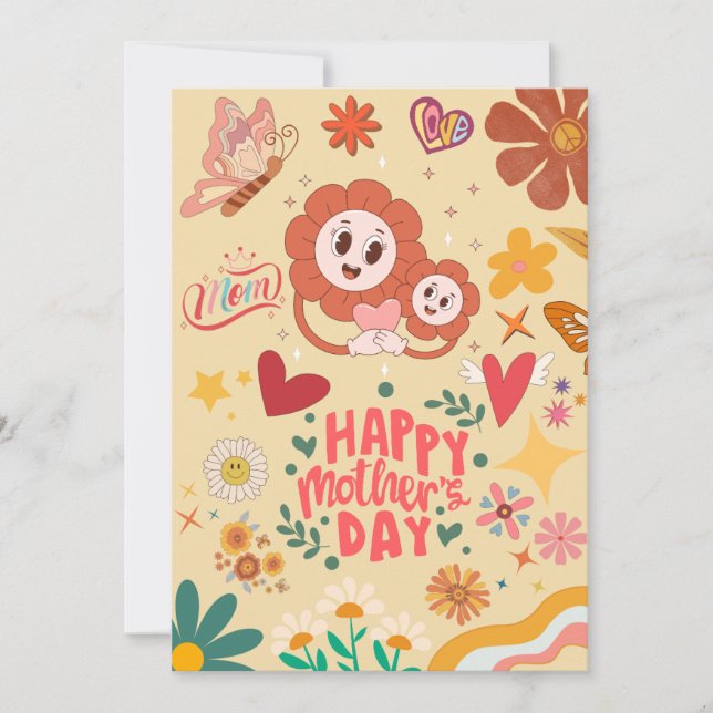 Retro Groovy Mother's Day Card Feiertagskarte (Vorderseite)