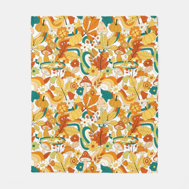 Retro Groovy Mushroom Blume Muster Fleecedecke (Vorderseite)