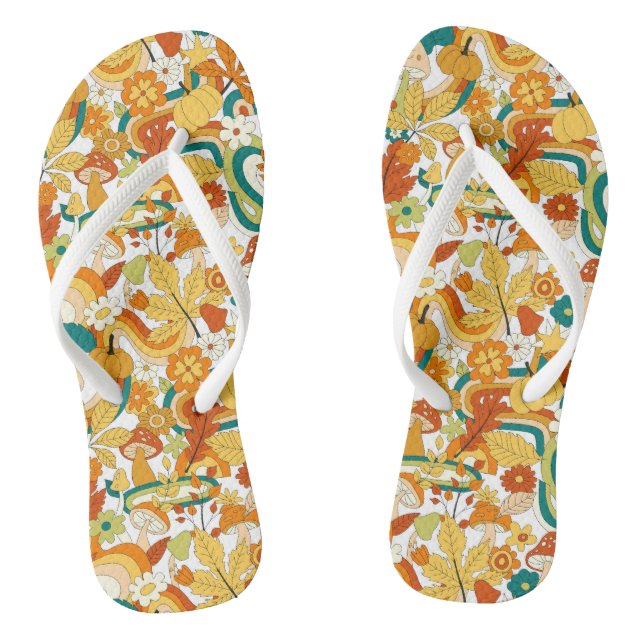 Retro Groovy Mushroom Blume Muster Flip Flops (Fußbett)