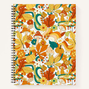 Retro Groovy Mushroom Blume Muster Notizbuch
