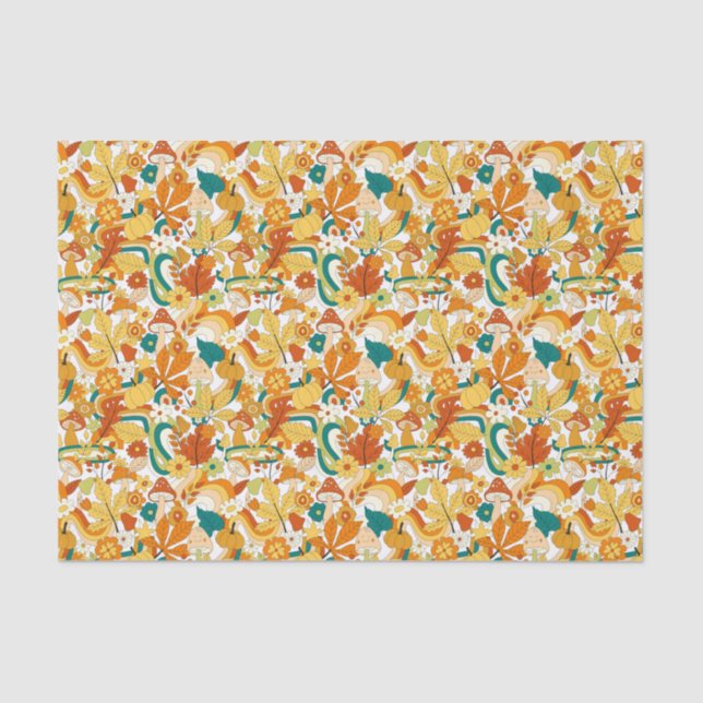 Retro Groovy Mushroom Blume Muster Seidenpapier (Vorderseite)