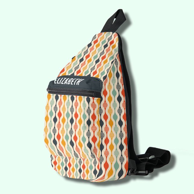 Retro Groovy Muster Crossbody Bag (Retro Groovy Stripe Pattern Sling Bag)