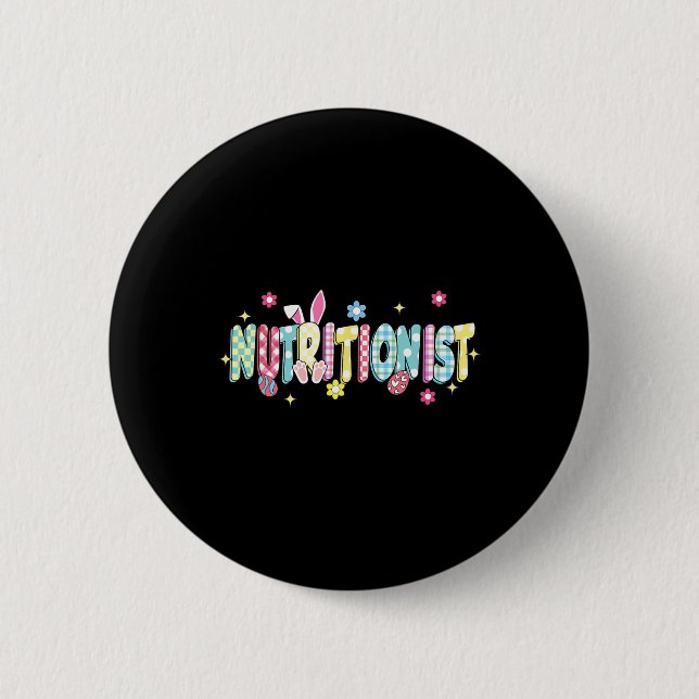 Retro Groovy Nutritionist Bunny Ear Funny Oaster G Button (Vorderseite)