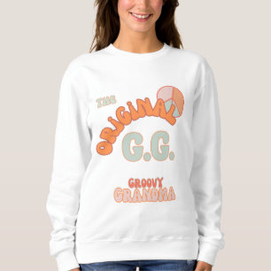 Retro Groovy Oma Pfirsich & Aquablau Sweatshirt