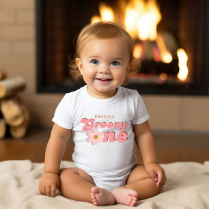 Retro Groovy one Daisy Blume Geburtstagsparty Baby Strampler