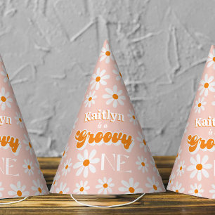 Retro Groovy One Girls 1. Geburtstag Partyhütchen