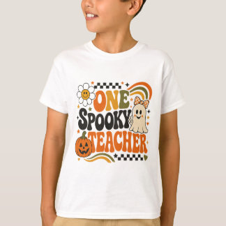 Retro Groovy One Grusel-Lehrer Halloween T-Shirt