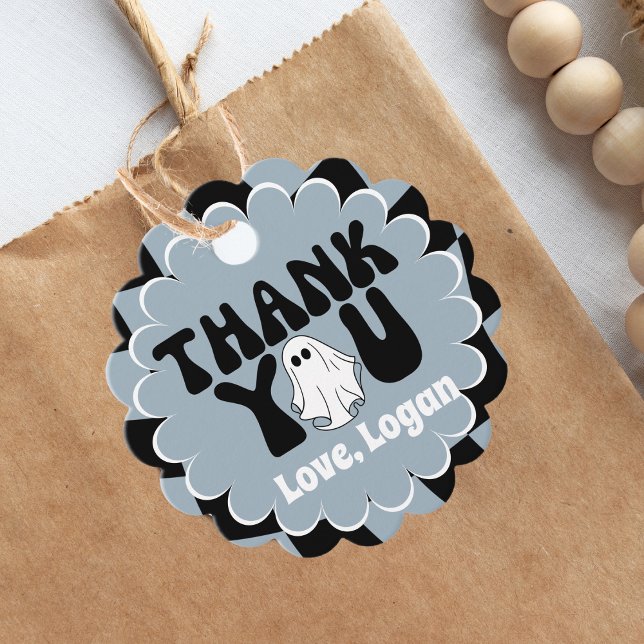 Retro Groovy One Happy Boo Boy Vielen Dank Geschenkanhänger (Von Creator hochgeladen)