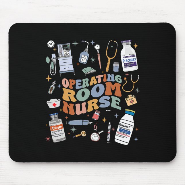 Retro Groovy Operationssaal Nurse oder Nursing Sch Mousepad (Vorne)