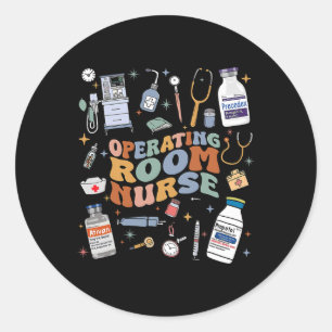 Retro Groovy Operationssaal Nurse oder Nursing Sch Runder Aufkleber