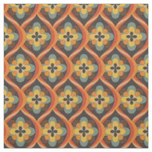 Retro Groovy Orange Brown Gold der 1960er Jahre Stoff
